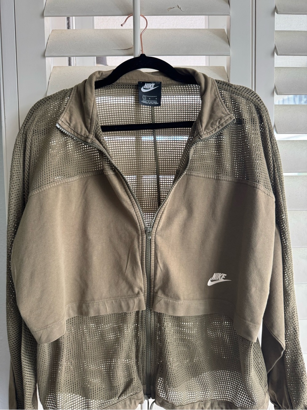 Nike Olive Green Mesh Zip-Up Jacket - Picture 2 of 14